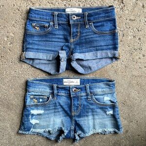Lot of 2 Girls Abercrombie Jean Shorts Distressed Denim